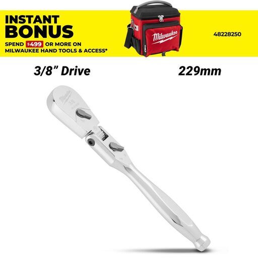 Milwaukee 48229039 229mm (9") 3/8" Drive Flex Head Ratchet
