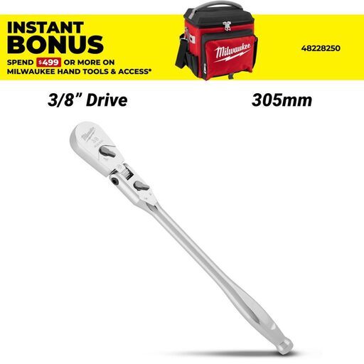 Milwaukee 48229041 305mm (12") 3/8" Drive Flex Head Extended Ratchet