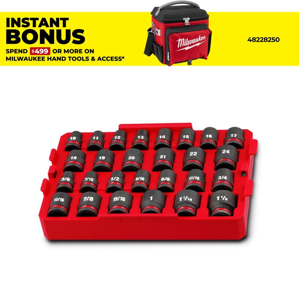 Milwaukee 49667057 27pce SHOCKWAVE 1/2" Drive Metric/SAE Impact Socket Tray Set – image 1