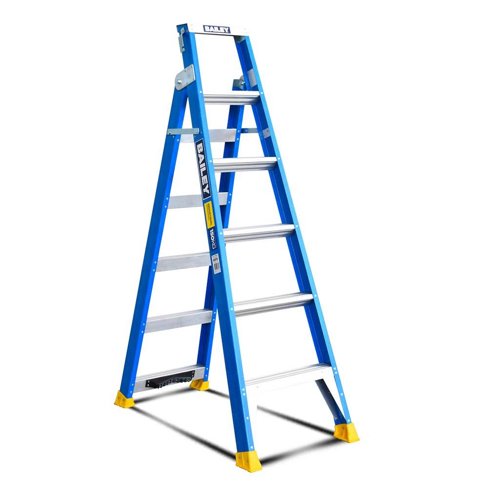 Bailey FS13668 6 Step 1.8-3.2m 150kg Pro Fibreglass Dual Purpose With Pole Support Ladder – image 1