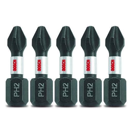 Bosch ITPH2105 (2.610.039.539) 5-Pack Impact Tough 1/4" 25mm PH2 Phillips Insert Screwdriver Bit