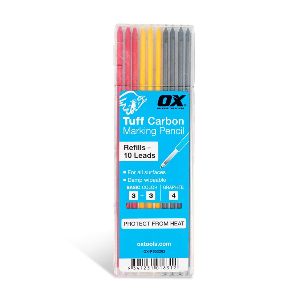 OX Tools OX-P503202 10-Pack Coloured Replacement Leads (Red/Yellow/Graphite) suits OX-P503201 – image 1
