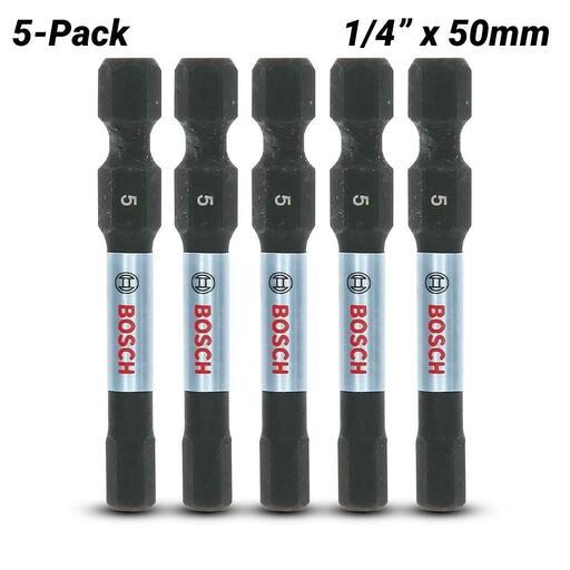 Bosch HEX 5MM 2 5PK (2.610.050.960) 5-Pack 1/4" 50mm HEX5 Impact Tough Screwdriver Bit