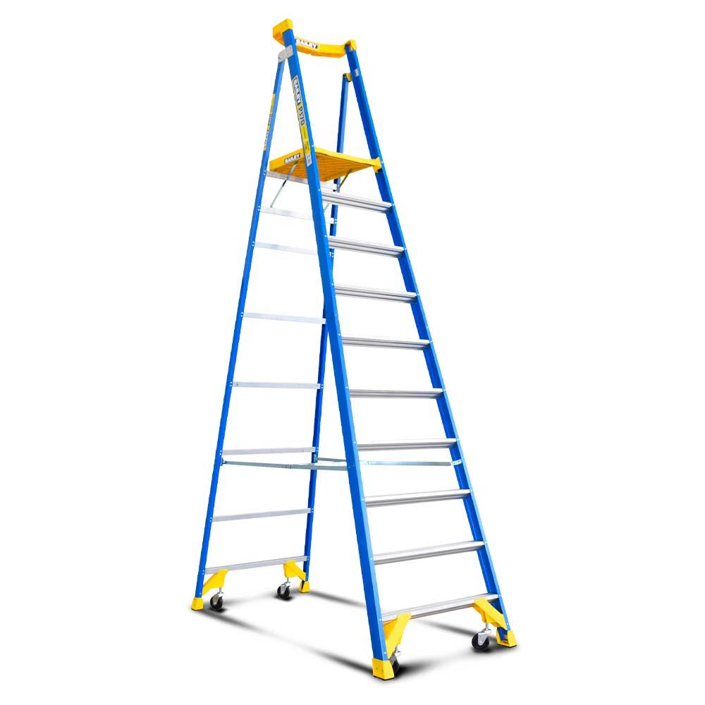 Bailey FS13536 10 Step 3.0m 170kg Fibreglass Platform Stepladder With Ladders – image 1