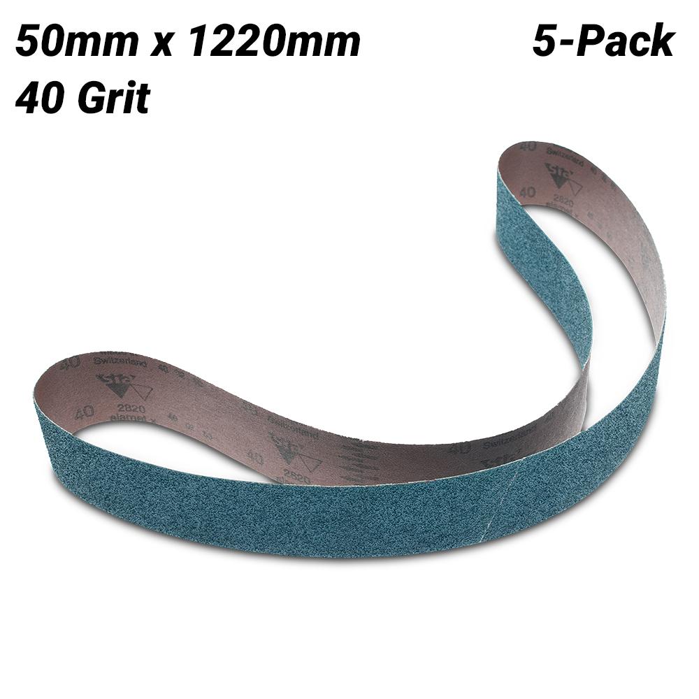 Sia Abrasives F03E0044YW 5-Pack 50mm x 1220mm P40 Zirconia Alumina Sanding Belt – image 1