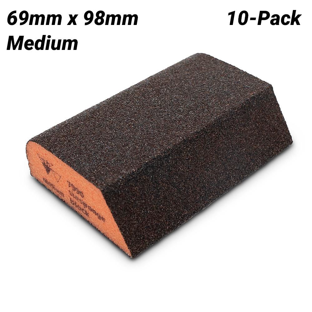 Sia Abrasives F03E00R8GX 10-Pack 69mm x 98mm Medium Foam Sanding Block – image 1
