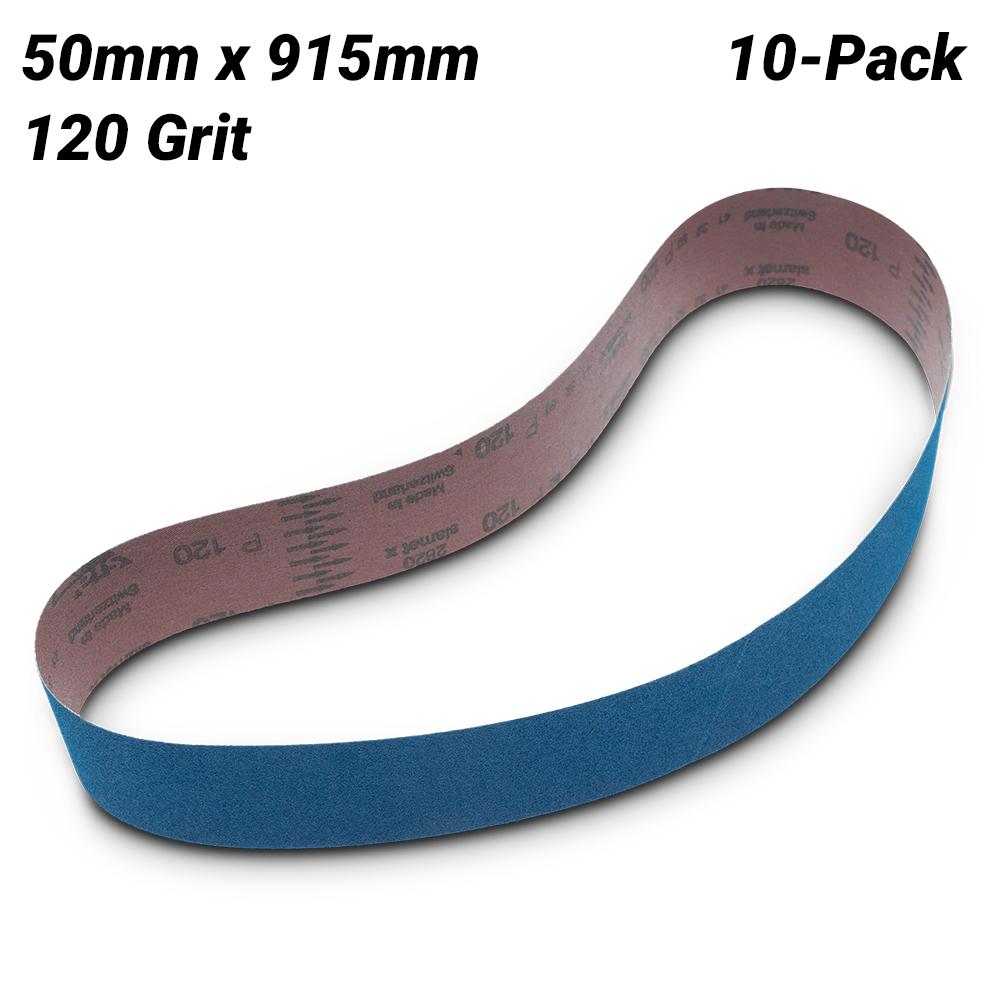 Sia Abrasives F03E001VE8 10-Pack 50mm x 915mm P120 Zirconia Alumina Sanding Belt – image 1