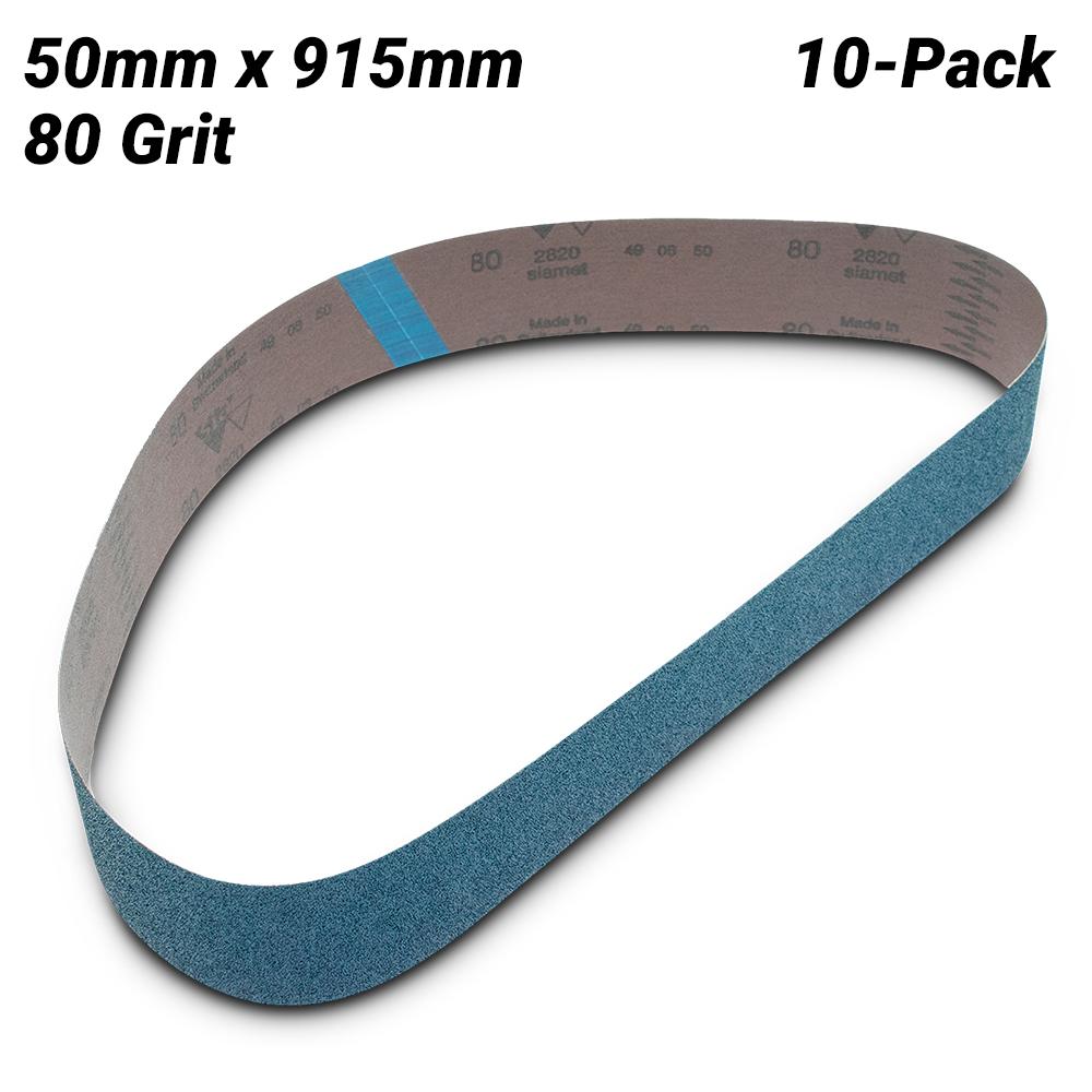 Sia Abrasives F03E007M0S 10-Pack 50mm x 915mm P80 Zirconia Alumina Sanding Belt – image 1