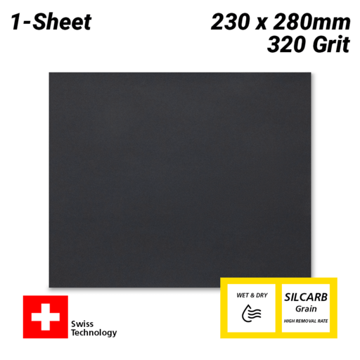 Sia Abrasives F03E007160 230mm x 280mm P320 Silicon Carbide Wet/Dry Sanding Sheet