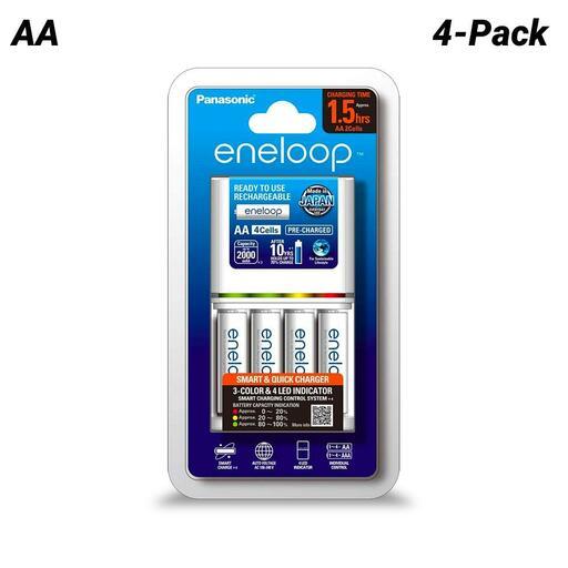 Panasonic K-KJ55MCC4TA Eneloop Quick Charger with 4-Pack AA Rechargeable Batteries