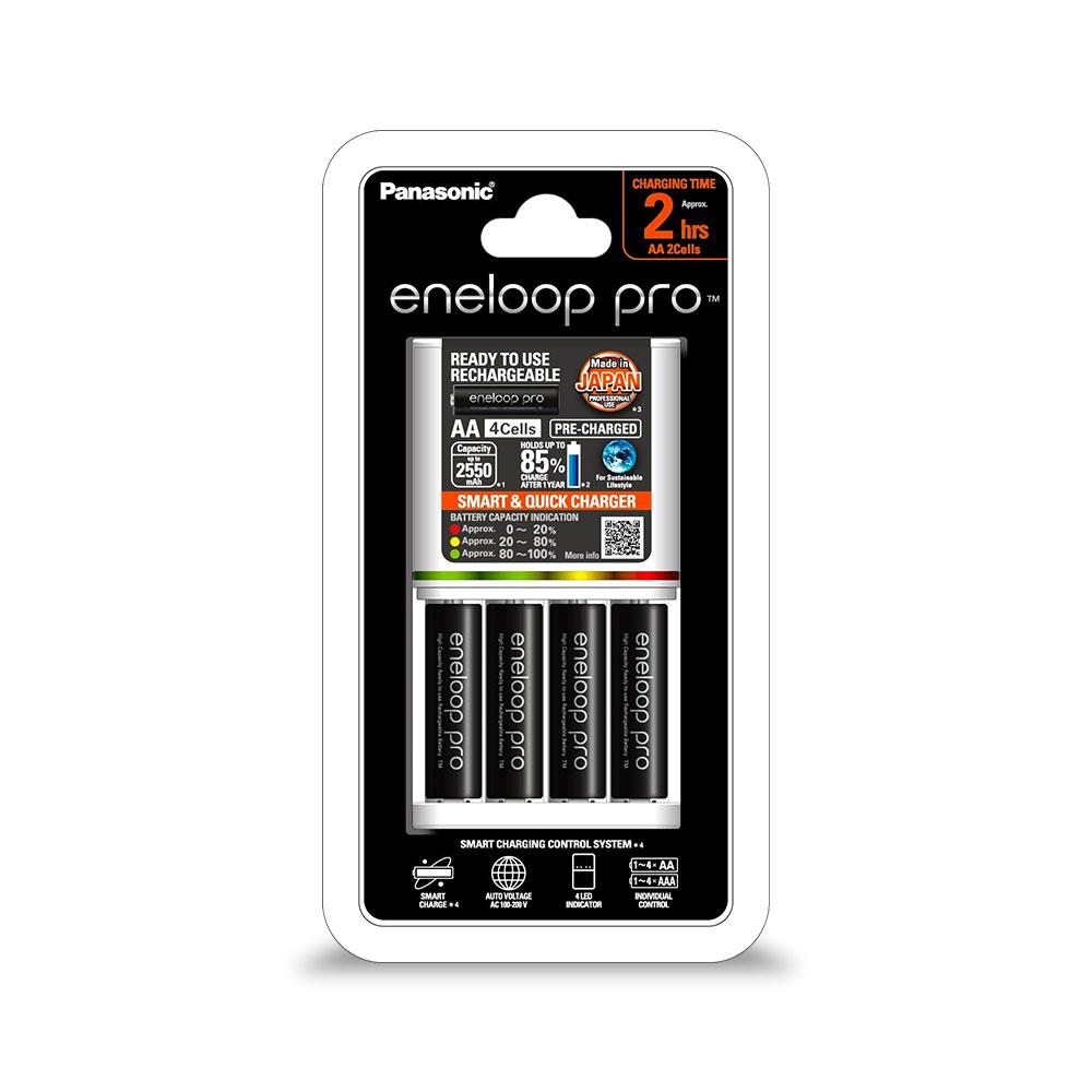 Panasonic K-KJ55HCC4TA Eneloop Pro Quick Charger with 4-Pack AA Rechargeable Batteries – image 2