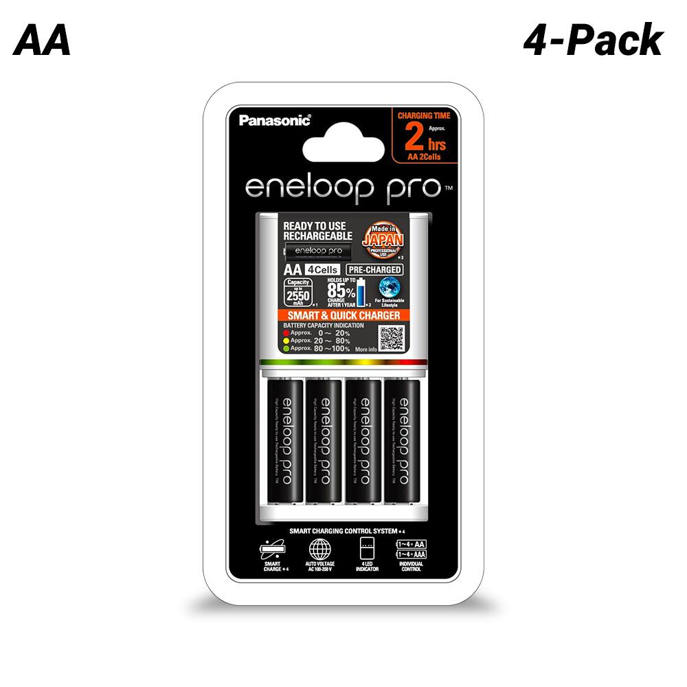 Panasonic K-KJ55HCC4TA Eneloop Pro Quick Charger with 4-Pack AA Rechargeable Batteries – image 1