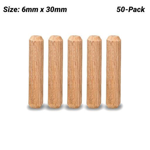 Bosch PSB DUEBEL 6-50 (2.607.000.444) 50-Pack 6mm x 30mm Profile Wooden Dowel for Rotary Drills & Drivers