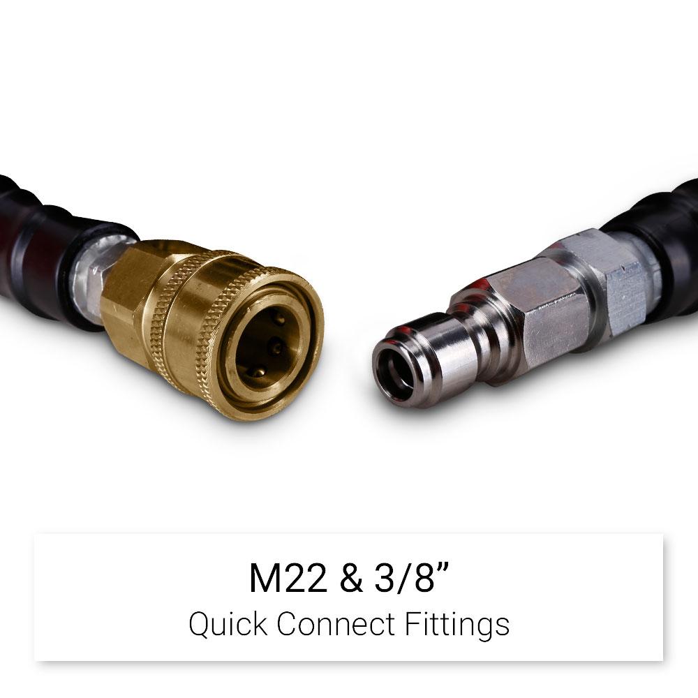 Super Hydro SHM10 10M 3/8" 4850PSI Non Marking Wire Braided Hose with Quick Connect Fittings – image 3