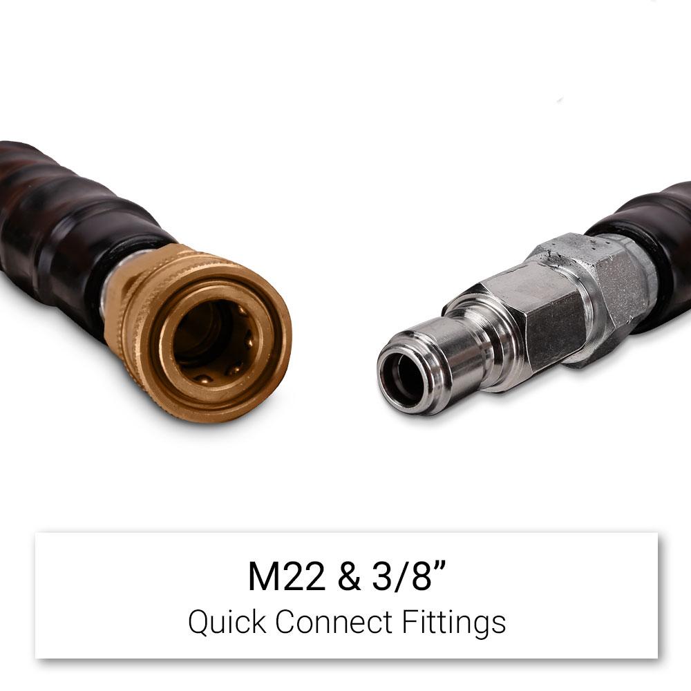 Super Hydro SHM30 30M 3/8" 4850PSI Non Marking Wire Braided Hose with Quick Connect Fittings