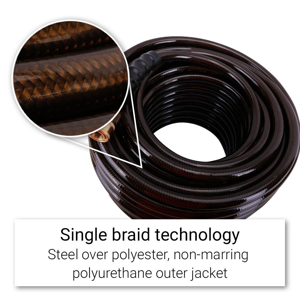 Super Hydro SHM30 30M 3/8" 4850PSI Non Marking Wire Braided Hose with Quick Connect Fittings – image 2
