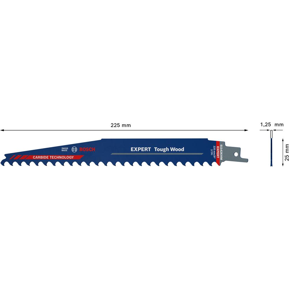 Bosch RBE-1ER S1142KHM (2.608.900.403) 225mm (9") 3TPI EXPERT Thick Tough Wood to Suit Reciprocating Saw Blade – image 5