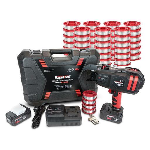 RAPIDTOOL TWG-1000A 18V 4.0Ah Li-ion Cordless Brushless Rebar Tying Machine Combo Kit with 1000-Pack Galvanised Steel Tie Wire – image 2