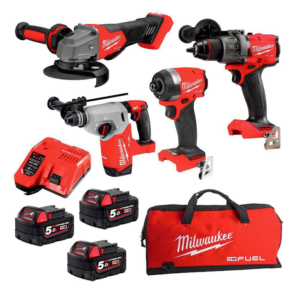 Milwaukee M18FPP4A3503B 18V 3x5.0Ah 5 Amp Li-ion Cordless FUEL 4pce Combo Kit Power Pack