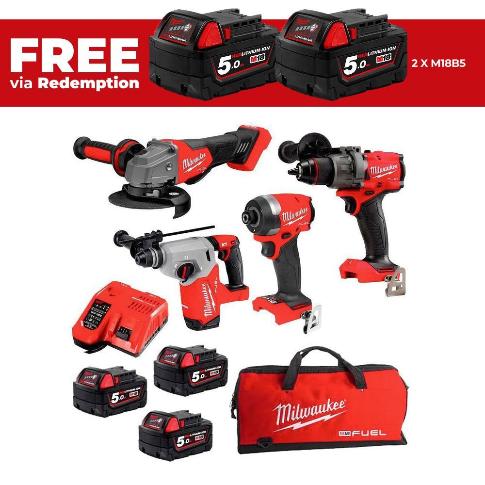 Milwaukee M18FPP4A3503B 18V 5.0Ah Li-ion Cordless FUEL 4pce Combo Kit Power Pack – image 1