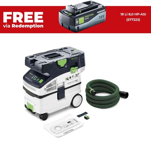 Festool CTMC MIDI I-Basic (577067) 36V (18V x 2) Li-ion Cordless Mobile M-Class Dust Extractor - Skin Only