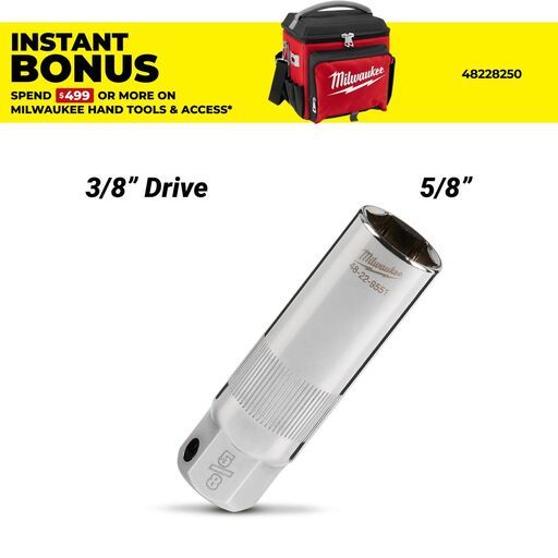 Milwaukee 48229551​ 3/8” Drive 5/8” 6 Point Spark Plug Socket