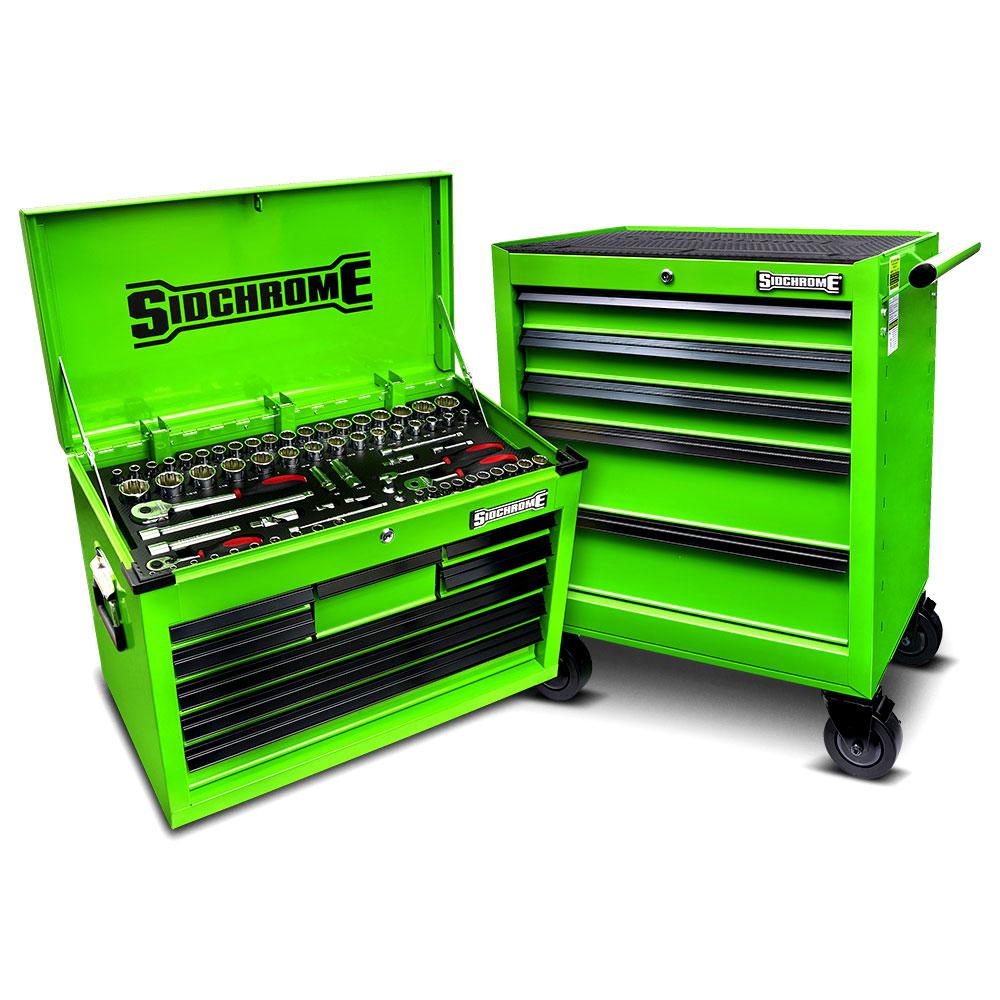Sidchrome SCMT10160HGST 206pce 13 Drawer Green Hyper Colour Series Tool  Chest & Cabinet Set