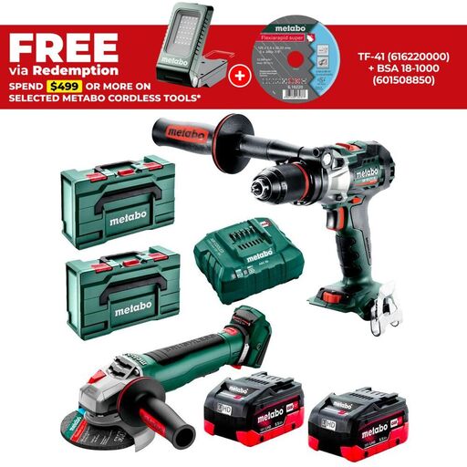 Metabo MET18BL2MB2HD5.5FK (AU68204650) 18V 5.5Ah Li-ion Cordless Brushless 2pce Combo Kit
