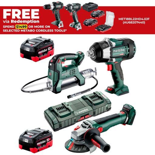 Metabo MET18MX3SB2HD5.5DN (AU68300850) 18V 5.5Ah Li-ion Cordless Brushless 3pce Combo Kit
