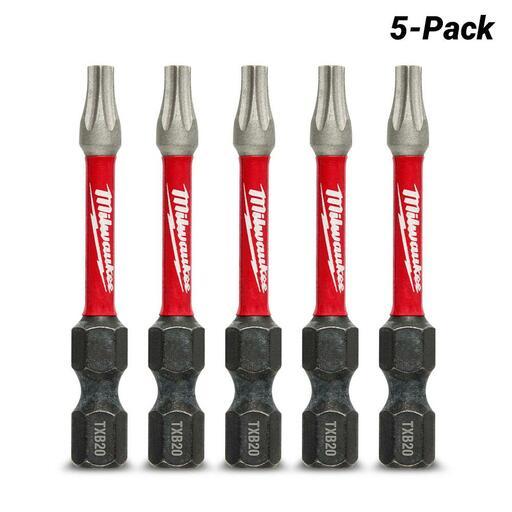 Milwaukee 48324694 5-Pack 50mm (2") TXB020 SHOCKWAVE Power Bit Security Torx – image 2