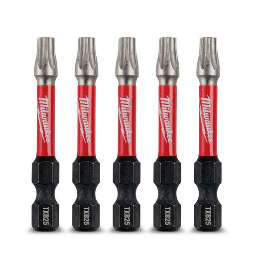 Milwaukee 48324696 5-Pack 50mm (2") TXB025 SHOCKWAVE Power Bit Security Torx – image 4