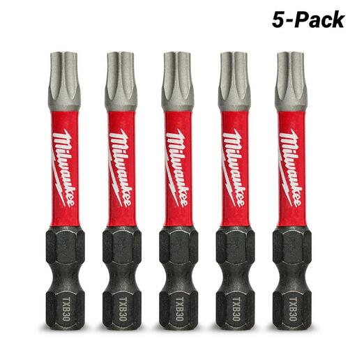 Milwaukee 48324698 5-Pack 50mm (2") TXB030 SHOCKWAVE Power Bit Security Torx – image 2