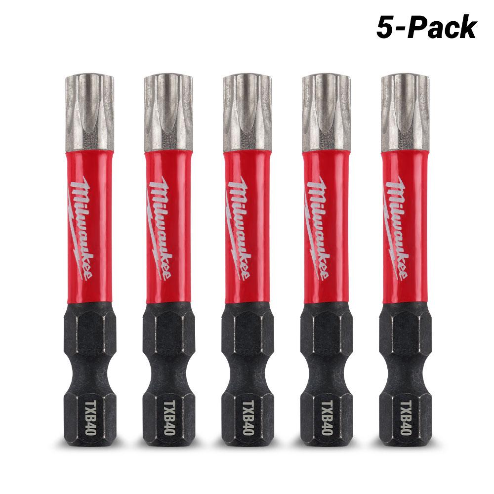 Milwaukee 48324699 5-Pack 50mm (2") TXB040 SHOCKWAVE Power Bit Security Torx – image 2
