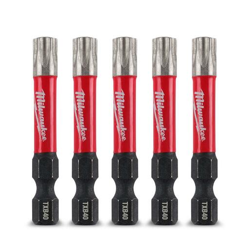 Milwaukee 48324699 5-Pack 50mm (2") TXB040 SHOCKWAVE Power Bit Security Torx – image 4