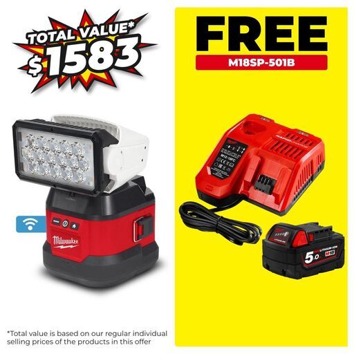Milwaukee M18URSL0 18V Li-ion Cordless ONE-KEY Utility Remote Spot Light - Skin Only