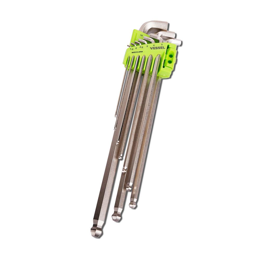 Vessel 8209BP-LE 9pce Metric Hex Key Ball Point Wrench Set with 95º L-Shape Angle - MADE IN JAPAN – image 1