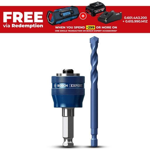 Bosch 2.608.900.526 EXPERT Power Change Plus Hole Saw System 11mm Adapter & TCT-Drill 8.5 x 105mm Bit