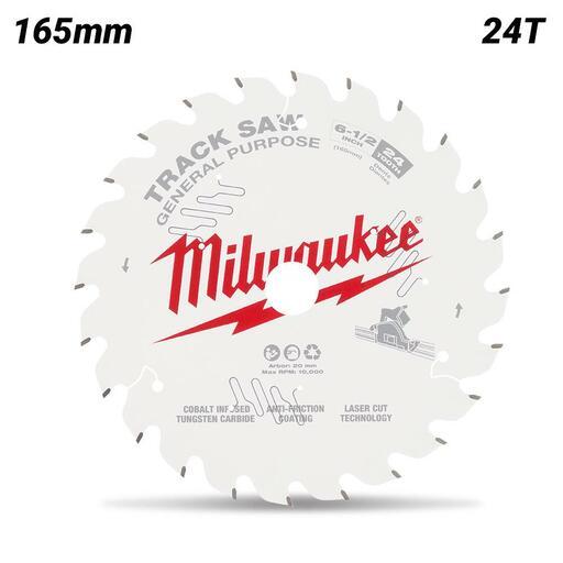 Milwaukee 48400624 165mm (6-1/2") 24T Wood Track Saw Blade General Purpose to suit M18FPS55 Track Saw – image 2