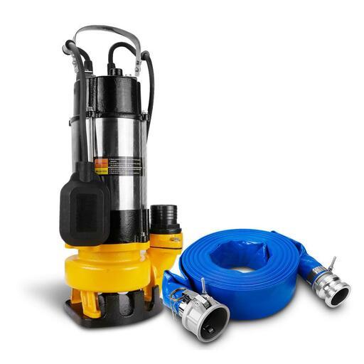Industek SVQ750F + ILFH20 750W 5cm (2") Dirty Water Submersible Pump + 20m x 50mm (2") Lay Flat Hose with Fittings