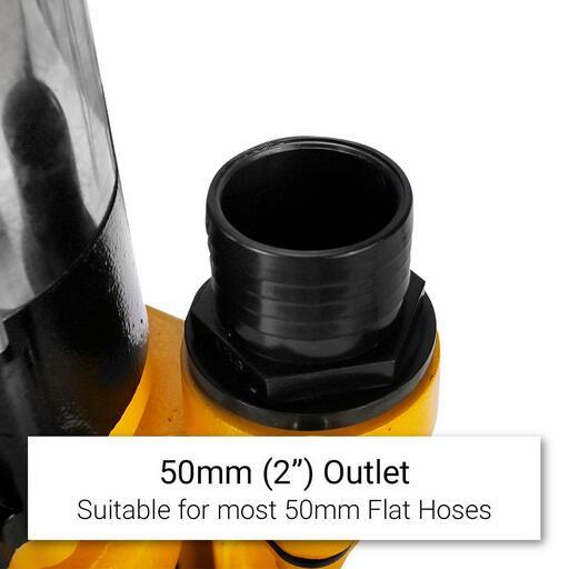 Industek SVQ750F + ILFH20 750W 5cm (2") Dirty Water Submersible Pump + 20m x 50mm (2") Lay Flat Hose with Fittings – image 4