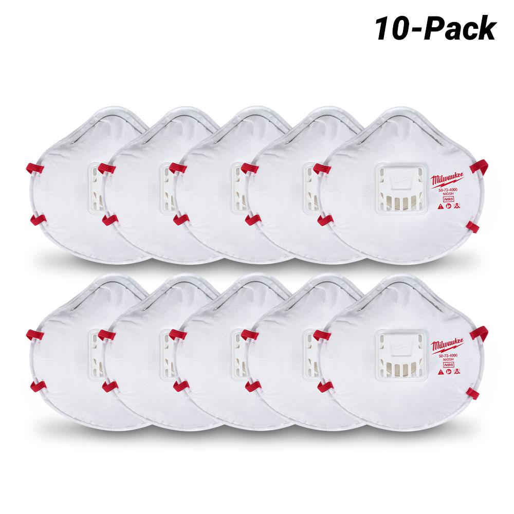 Milwaukee 48734014 10-Pack N95 Disposable Valved Respirators – image 2