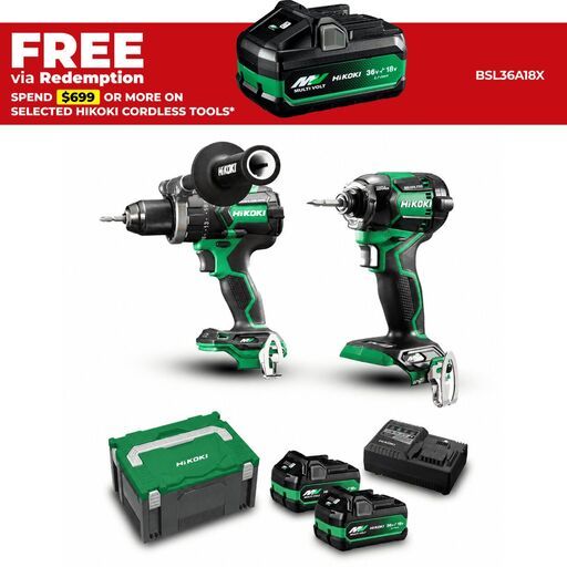 HiKOKI KC36DC(HRZ) 36V 2.5Ah Li-ion Cordless Brushless MultiVolt 2pce Combo Kit – image 1