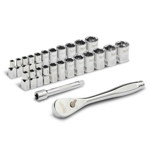 Milwaukee 48229044 25pce 1/4" Drive SAE/Metric Ratchet and Socket Set – image 4