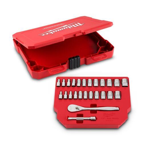 Milwaukee 48229044 25pce 1/4" Drive SAE/Metric Ratchet and Socket Set – image 5