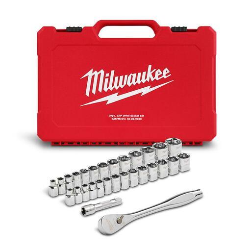 Milwaukee 48229088BO 29pce 3/8" Drive SAE/Metric Ratchet and Socket Set + 7pce Metric Combination Wrench Set – image 4