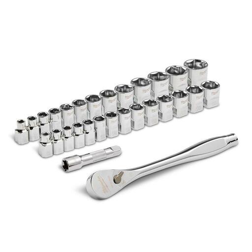 Milwaukee 48229088BO 29pce 3/8" Drive SAE/Metric Ratchet and Socket Set + 7pce Metric Combination Wrench Set – image 5