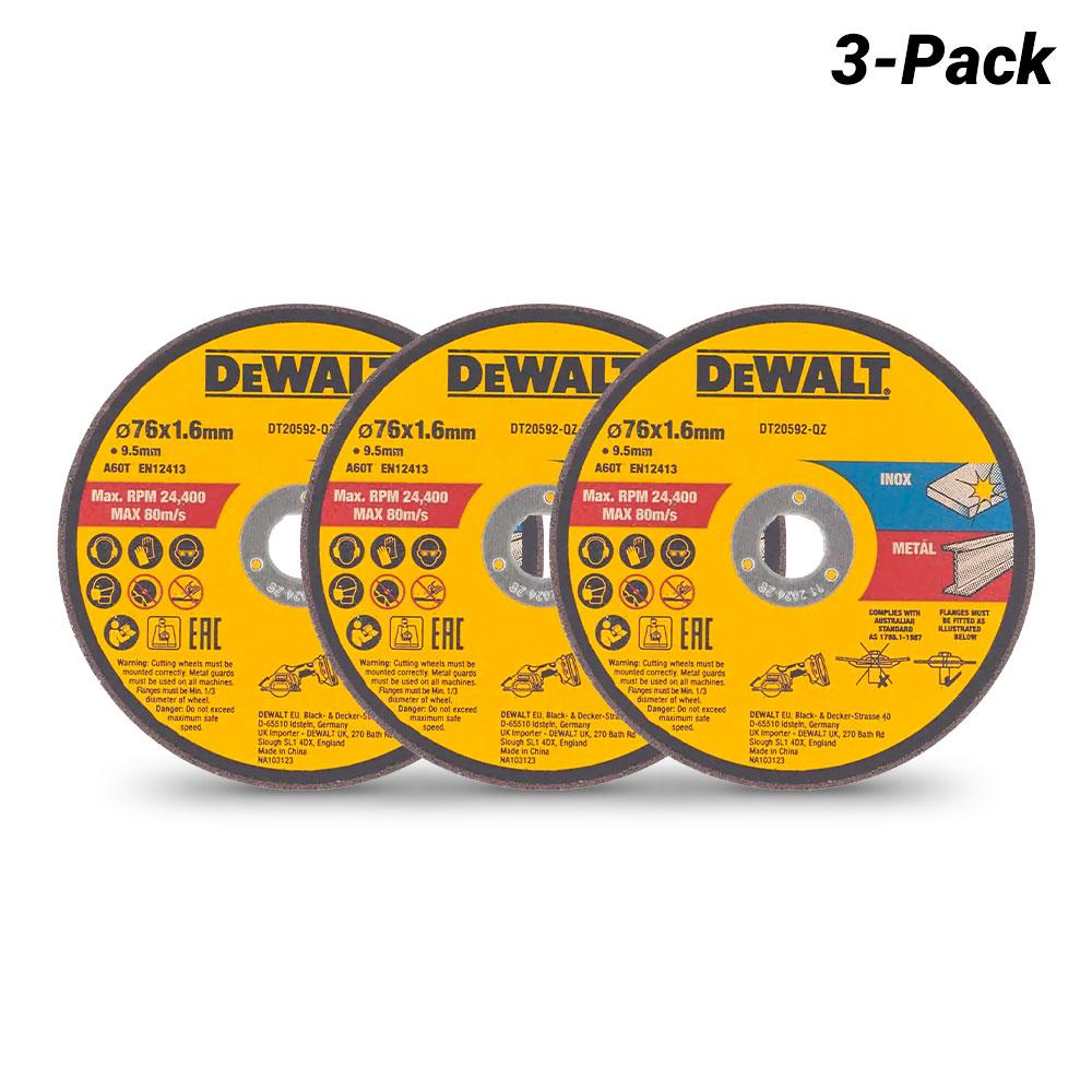 DeWalt DT20592QZ 3Pack 75mm (3") Bonded Abrasive Metal Cutting Discs