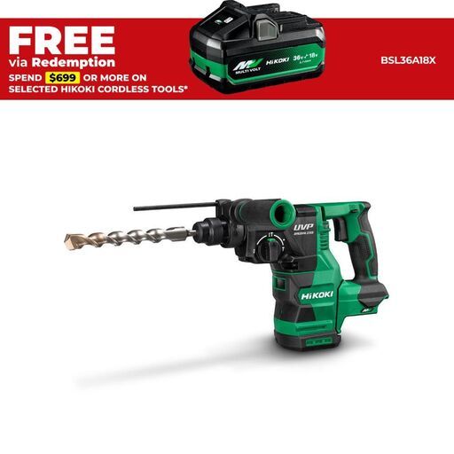 HiKOKI DH3628DA(H4Z) 36V Li-ion Cordless Brushless SDS Plus Rotary Hammer - Skin Only