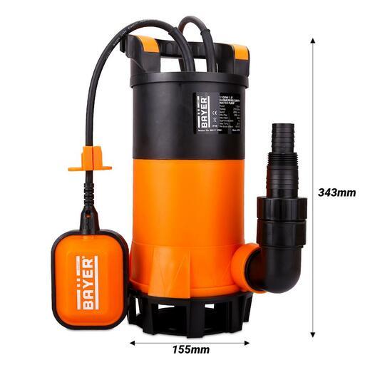 Bayer BAY1100H 1100W 1.5” Submersible Dirty Water Pump with 10m Lay Flat Hose – image 2