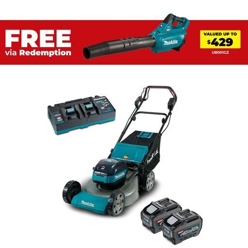 Makita LM002GL201 40V Max 8.0Ah Li-ion Cordless Brushless 534mm (21") Lawn Mower Combo Kit